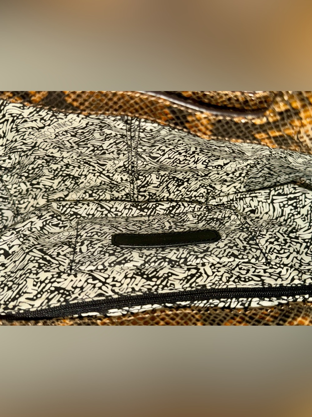Rebecca Minkoff Brown Snake-Print Clutch - Picture 8 of 10
